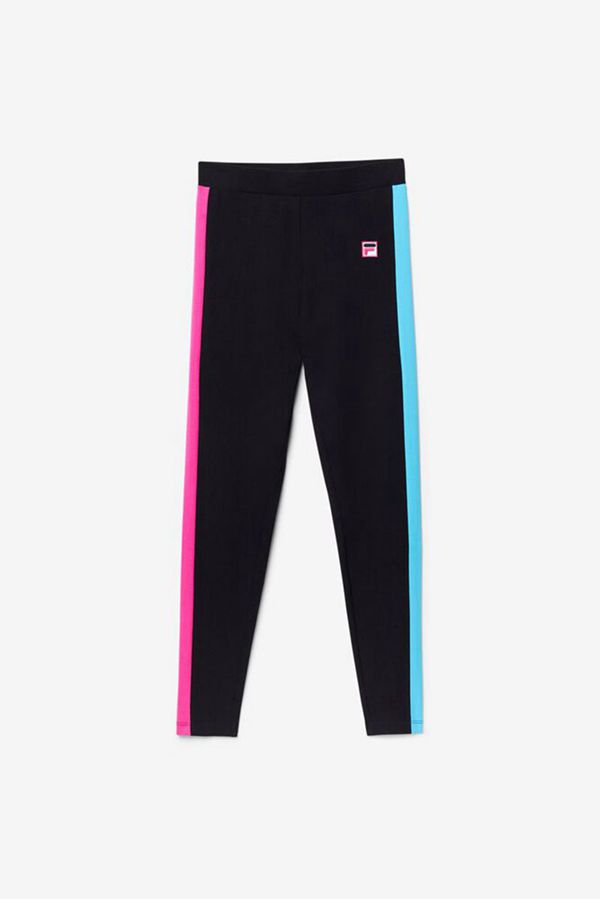 Fila Riviera Side Stripe Women's Leggings - Black/Pink/Blue,NZ 426-6253